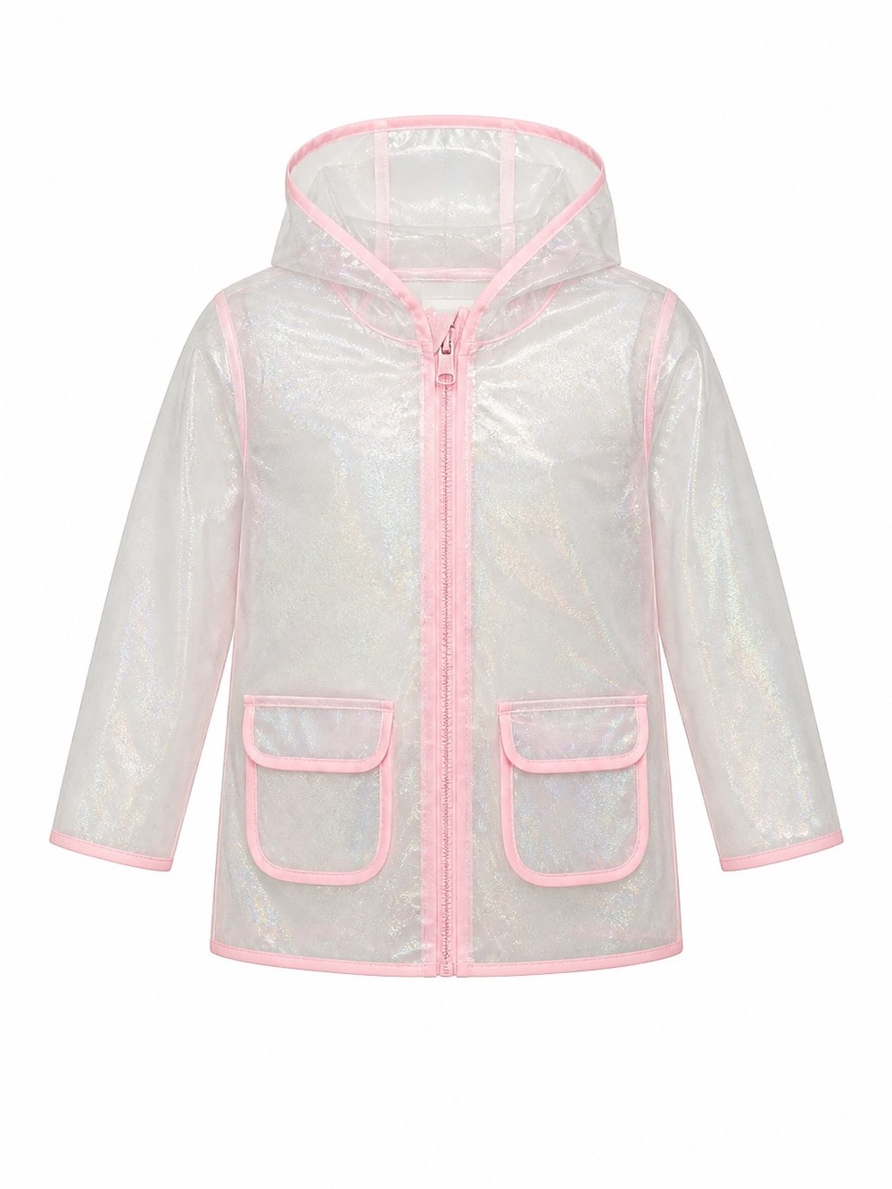 Cat & Jack Iridescent Hooded Raincoat with Pink Trim
